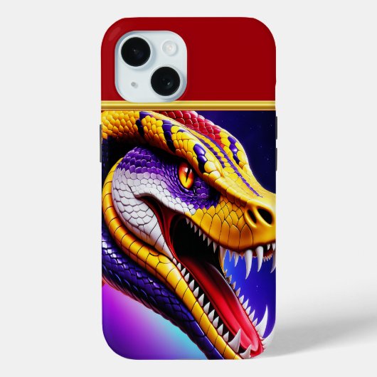 Coques Case-Mate iPhone Cobra rouge vif violet blanc et jaune écailles (Verso)