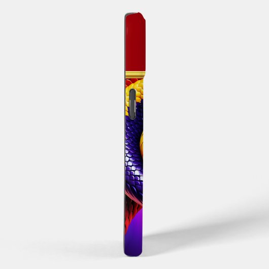 Coques Case-Mate iPhone Cobra rouge vif violet blanc et jaune écailles (Verso / Droite)