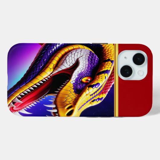 Coques Case-Mate iPhone Cobra rouge vif violet blanc et jaune écailles (Verso (horizontal))