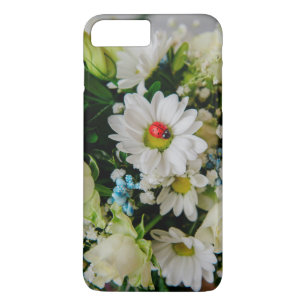 Coque iPhone 7 Plus Coccinelle sur une fleur blanche