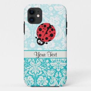 Coque Case-Mate Pour iPhone Coccinelle turquoise de motif de damassé