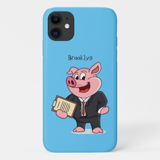Coques Case-Mate iPhone Cochon amusant en costume d'affaires dessin animé (Dos)