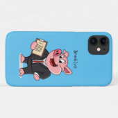 Coques Case-Mate iPhone Cochon amusant en costume d'affaires dessin animé (Dos (Horizontal))