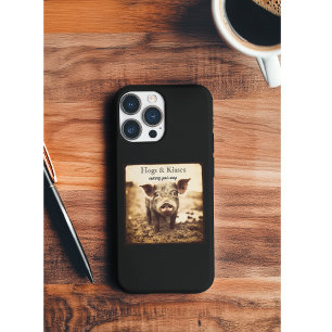 Coque Pour iPhone 14 Cochon dans la boue, câlins et baisers, personnali