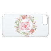 Coques Case-Mate iPhone Cochon et fleurs (Dos (Horizontal))