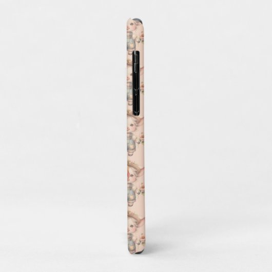 Coques Case-Mate iPhone Cochon fermier mignon dans les salons avec fleurs (Dos/Gauche)