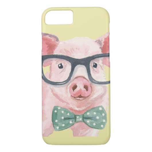 Coques Case-Mate iPhone Cochon rose Hipster (Dos)