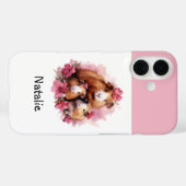 Coques Case-Mate iPhone Cochons d'Inde mignons aquarelle nom personnalisé (Verso (horizontal))