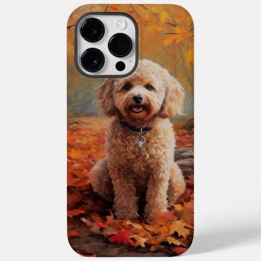 Coques Case-Mate iPhone Cockapou dans les feuilles d'automne automne autom (Verso)