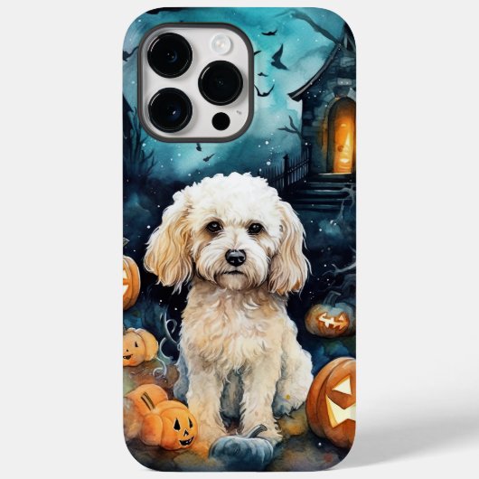 Coques Case-Mate iPhone Cockapou d'Halloween avec la peur Citrouille (Verso)