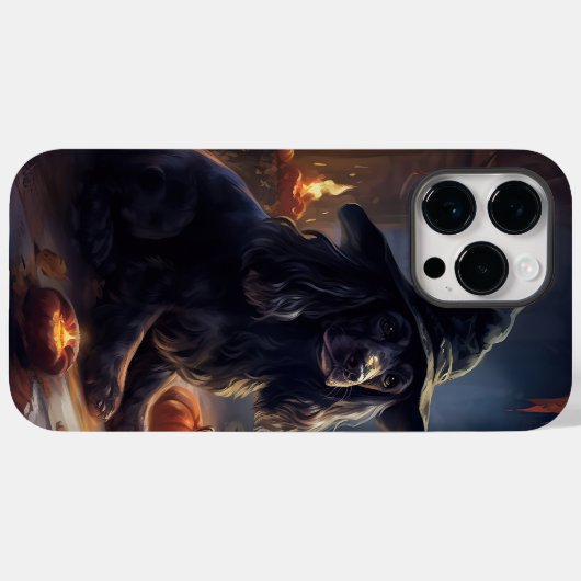 Coques Case-Mate iPhone Cocker Spaniel Citrouilles Halloween effrayant (Verso (horizontal))