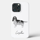 Coques Case-Mate iPhone Cocker Spaniel En Noir Et Blanc & Nom Personnalisé (Verso)