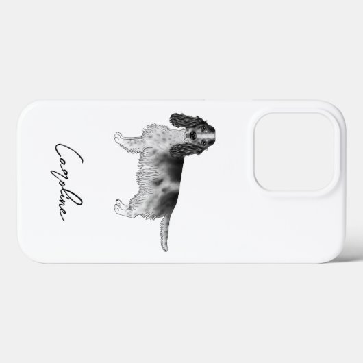 Coques Case-Mate iPhone Cocker Spaniel En Noir Et Blanc & Nom Personnalisé (Verso (horizontal))