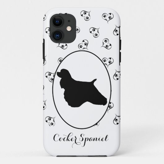 Coques Case-Mate iPhone Cocker Spaniel Silhouette Coeurs et Empreintes de (Dos)