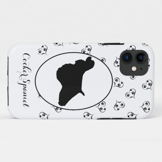 Coques Case-Mate iPhone Cocker Spaniel Silhouette Coeurs et Empreintes de  (Dos (Horizontal))