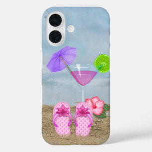 Coques iPhone 16 Cocktail bord de mer et tongs