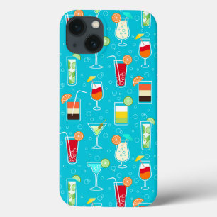 Coques Pour iPhone Cocktail Motif sur Arrière - plan Turquoise