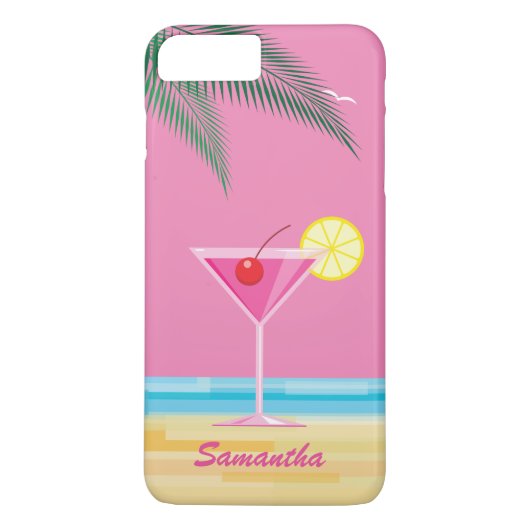 Coques Case-Mate iPhone Cocktail tropical et Beach iPhone 7 Plus - rose (Dos)