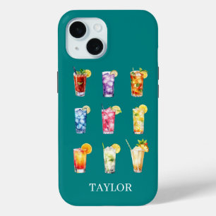 Coque Pour iPhone 15 Cocktails Cocktails Cocktails Monogrammés