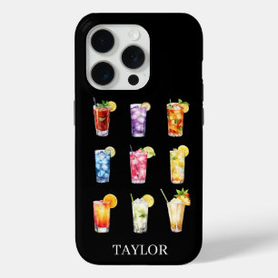 Coque iPhone 15 Pro Cocktails Cocktails Cocktails Monogrammés