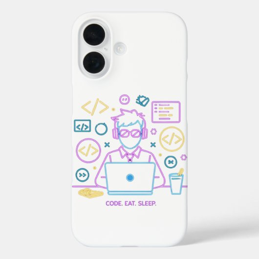 Coques Case-Mate iPhone Code. Manger. Dormir. (Verso)