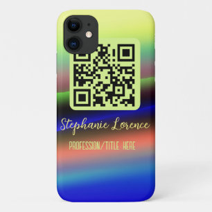 Case-Mate iPhone Case Code QR bleu jaune ajouter nom profession titre im