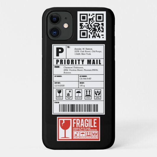 Coques Case-Mate iPhone Code QR de l'Étiquette d'expédition (Dos)