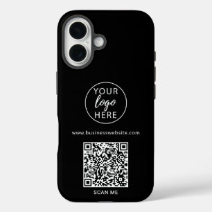 Coques iPhone 16 Code QR du logo d'entreprise noir