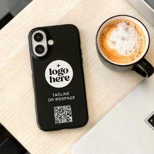 Coques iPhone 16 Code QR Texte personnalisé Black Business Company 