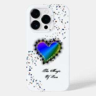 Coque Pour iPhone 14 Pro Coeur arc-en-ciel avec étoiles, La magie de l'amou