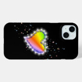 Coques Case-Mate iPhone Coeur arc-en-ciel avec étoiles sur noir (Verso (horizontal))