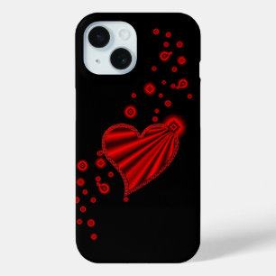 Coque Pour iPhone 15 Coeur arc-en-ciel avec étoiles sur noir