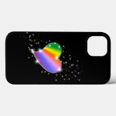 Coques Case-Mate iPhone Coeur arc-en-ciel avec étoiles sur noir (Verso (horizontal))