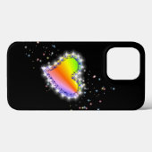 Coques Case-Mate iPhone Coeur arc-en-ciel avec étoiles sur noir (Verso (horizontal))