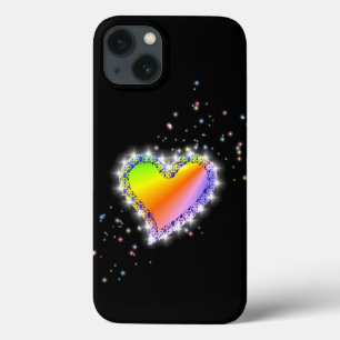Case-Mate iPhone Case Coeur arc-en-ciel avec étoiles sur noir