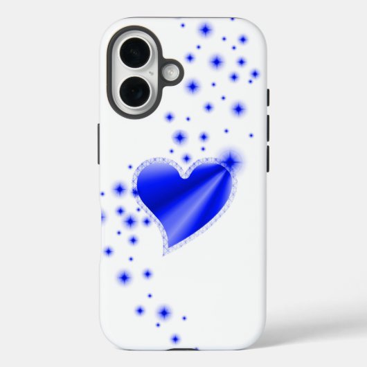 Coques Case-Mate iPhone Coeur arc-en-ciel bleu avec étoiles (Verso)