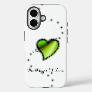 Coques iPhone 16 Coeur arc-en-ciel vert avec étoiles, La magie de l