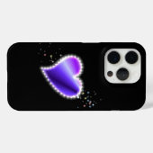 Coques Case-Mate iPhone Coeur arc-en-ciel violet avec étoiles sur noir (Verso (horizontal))