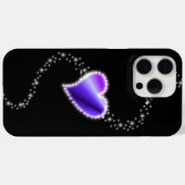 Coques Case-Mate iPhone Coeur arc-en-ciel violet avec étoiles sur noir (Verso (horizontal))