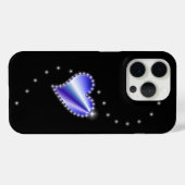 Coques Case-Mate iPhone Coeur arc-en-ciel violet avec étoiles sur noir (Verso (horizontal))
