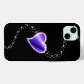 Coques Case-Mate iPhone Coeur arc-en-ciel violet avec étoiles sur noir (Verso (horizontal))
