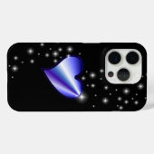 Coques Case-Mate iPhone Coeur arc-en-ciel violet avec étoiles sur noir (Verso (horizontal))