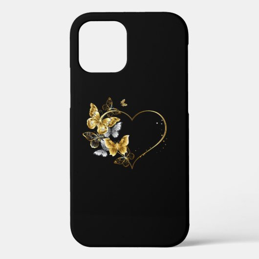 Coques Case-Mate iPhone Coeur aux papillons d'or (Verso)