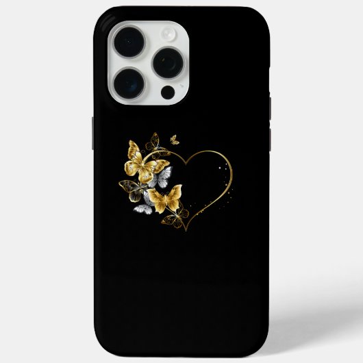 Coques Case-Mate iPhone Coeur aux papillons d'or (Verso)