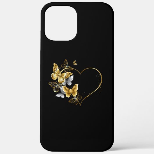 Coques Case-Mate iPhone Coeur aux papillons d'or (Verso)
