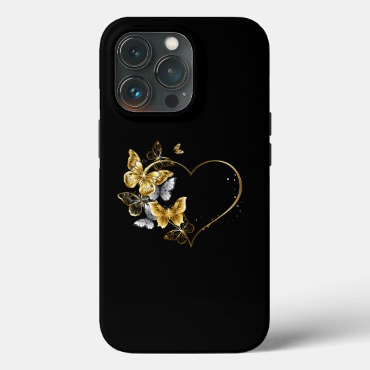 Coques Case-Mate iPhone Coeur aux papillons d'or (Verso)