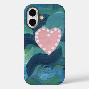 Coques iPhone 16 Cœur avec coquillages et vagues de l'océan