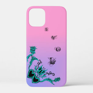 Case-Mate iPhone Case Coeur avec Fleur et Papillon sur Arc-en-ciel rose