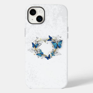 Coque Pour iPhone 14 Plus Coeur bijoux avec papillons Morpho