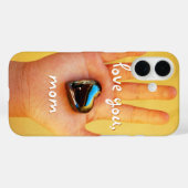 Coques Case-Mate iPhone Coeur Bleu dans la photo de la main de l'enfant Vo (Verso (horizontal))